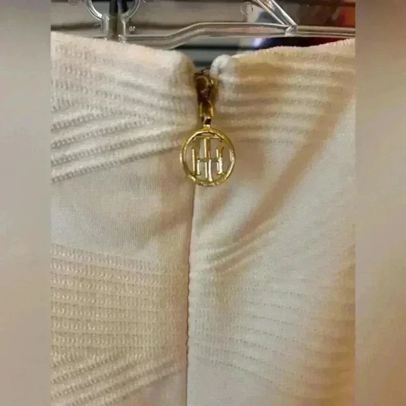 TOMMY HILFIGER Womens Ivory Textured Sleeveless Body Con Dress Size 12 - Picture 4 of 7